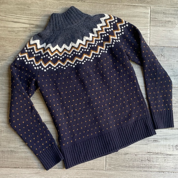 Fjällräven Women's Övik Knit Cardigan In Blue Wool Button Up Front Fair Isle SMA - Picture 4 of 16